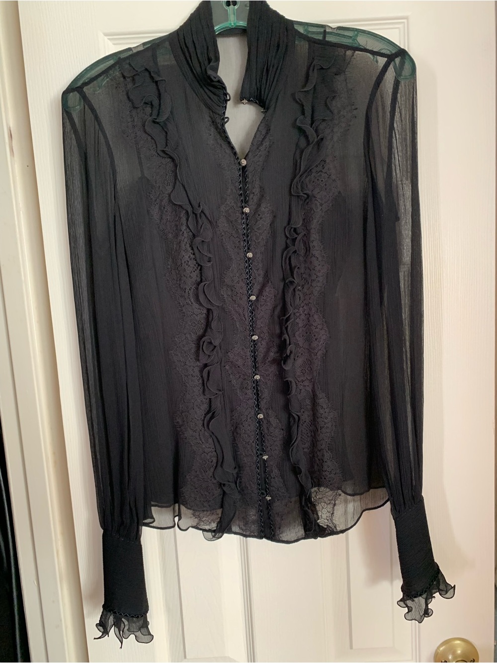Sheer Black Long Sleeve Blouse